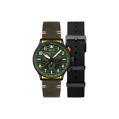 AVI 8 Кварцевый механизм Мужские часы 44mm*44mm*12mm Зеленый