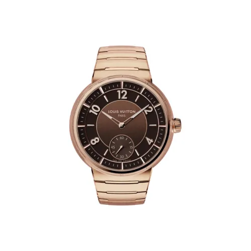 LOUIS VUITTON Мужские часы Автоматический механический механизм 18K Розовое золото Ремешок 40 мм Коричневый циферблат Часы