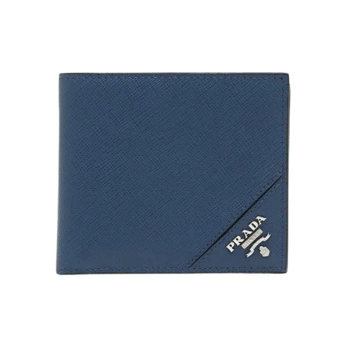 PRADA Saffiano кожа кошелек мужской синий