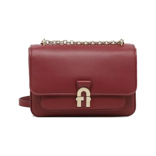 Furla Сумка через плечо из натуральной кожи женская с вишневым цветом