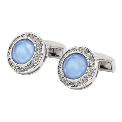 MUSTKOO Медный материал, гальванизированная белая сталь, кристалл, синий, песчаник, запонки, мужской