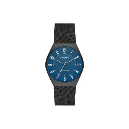 SKAGEN Наручные часы Солнечный кварцевый механизм ремешок из нержавеющей стали синий циферблат мужские часы