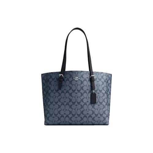 COACH Mollie ПВХ с кожей Тоут Сумка Сумка для покупок Сумка Сумка через плечо Женская Полночь Морской синий