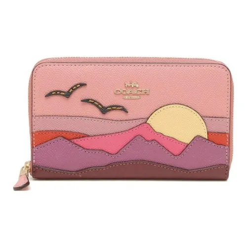 COACH Кожа Кошелек Средний Unisex Light Румяна Многоцветный
