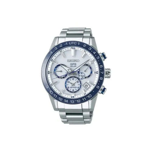 Коллекция SEIKO Astron Солнечный Кварцевый Механизм Часы Мужские Нержавеющая Сталь Ремешок Белый Циферблат