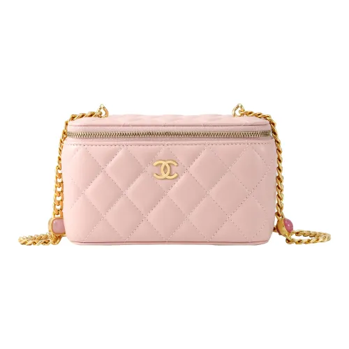 CHANEL 22BFW Lambskin Box Crossbody Сумка через плечо Makeup Bag Женская Розовая