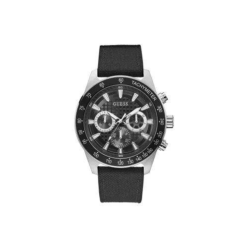 GUESS Наручные часы Кварцевый механизм Нейлоновый ремешок 48 мм Черный циферблат Мужские часы GW0206G1