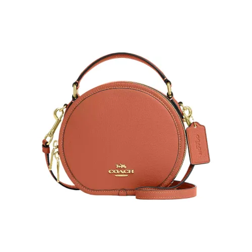 COACH Canteen Утонченная сумка из кожаной крупнозернистой текстуры сумка через плечо маленькая сумка через плечо женская закатный коричневый