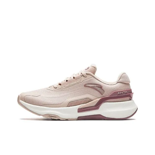 ANTA Burning Refinement Нижняя юбка Резиновые амортизаторы Низкий топ Беговые кроссовки Женские Розово-серый