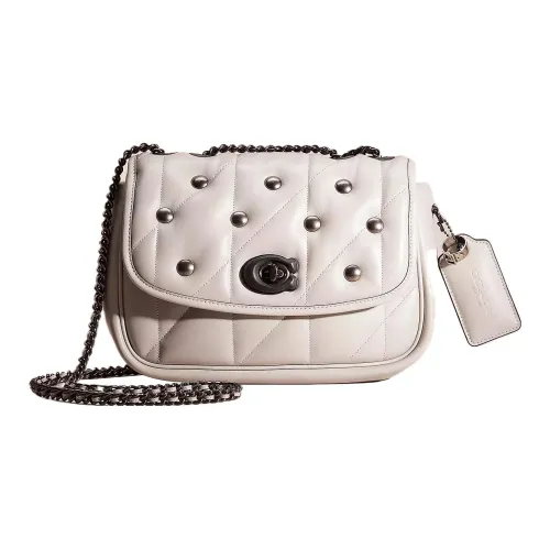 COACH Madison Напп-Кожа Подушка Сумка-Сумка через плечо Женская Белая Металл Голубино-Серый