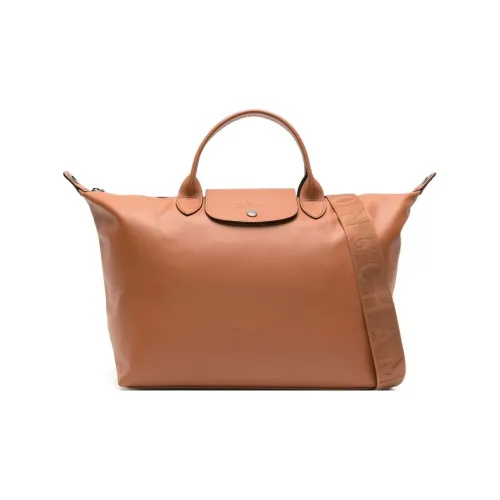 LONGCHAMP Le Pliage Xtra Коровья кожа Пельменная сумка Одно плечо через плечо Портативная Большая Женская Коньячная бренди