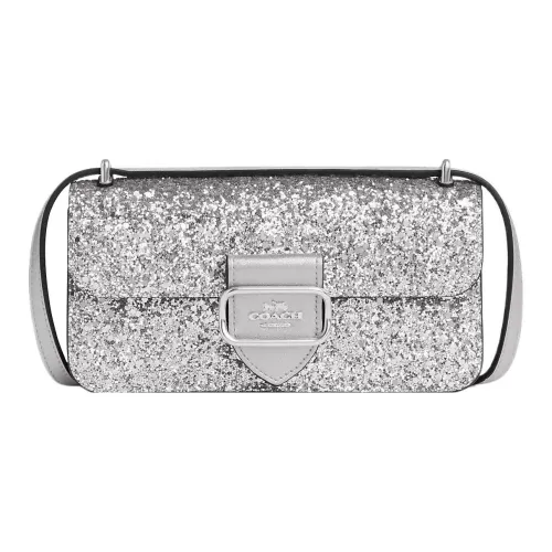 COACH Morgan Ткань с коровьей кожей Маленькая квадратная сумка Сумка Сумка через плечо Сумка через плечо Маленькая Женская серебряная