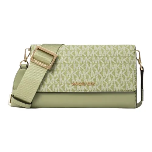 MICHAEL KORS Jet Set Item Покрытый холст Сумка через плечо Большая Женская Зеленая