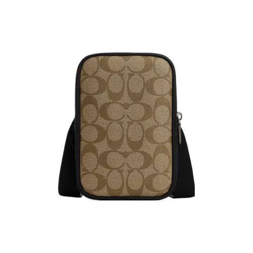 COACH ПВХ с коровьей кожей Camera Сумка Сумка через плечо Мини Унисекс Хаки