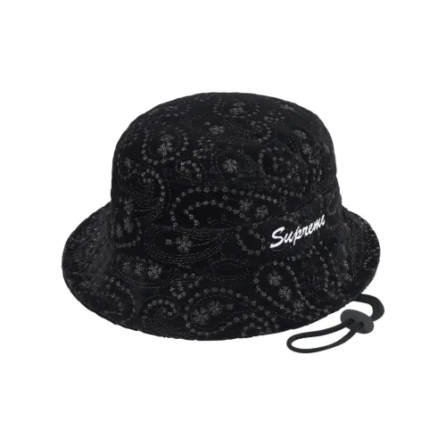 Supreme Бархатные Панамы Унисекс Черные