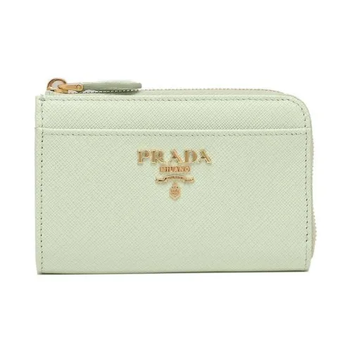 PRADA Кожа Кошелек Key Pouch Женский Аква Зеленый