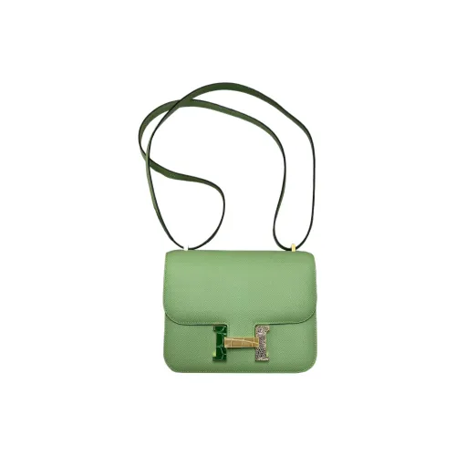 HERMES Constance Эпсомская кожа Сумка через плечо Мини Женская Авокадо-зеленый