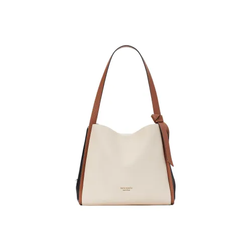 Kate Spade Knott Litchi Grain Leather Crossbody Bag Large Women's Beige Brown Кейт Спейд Knott Личи Грейн Кожаная Сумка через плечо Большая Женская Бежевая и Коричневая