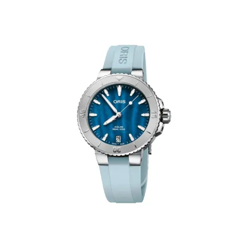 Oris Diving Collection Автоматический Механический Механизм Женские Часы 36,5 мм Синий Циферблат Корпус из Нержавеющей Стали Резиновый Ремешок