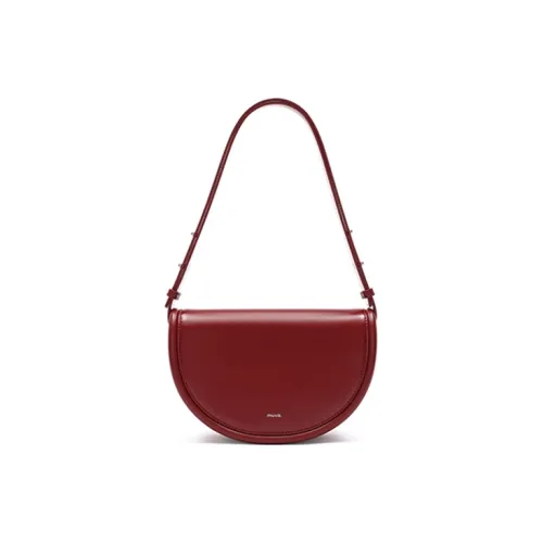 MUVA Коровья кожа Седло Сумка Сумка через плечо Сумка среднего размера Женская Праздничный красный Жженый чайный коричневый Милкшейк белый