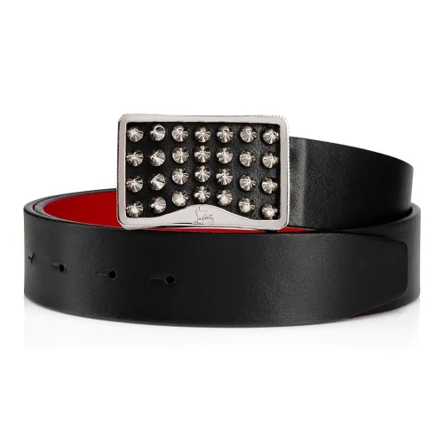 CL LUBOTING Emblem Pattern Smooth Clasp Leather Belts Men's Black Width 3,5cm CL LUBOTING Emblem Узор Плавная Застежка Кожаные Ремни Мужской Черный Ширина 3,5 см