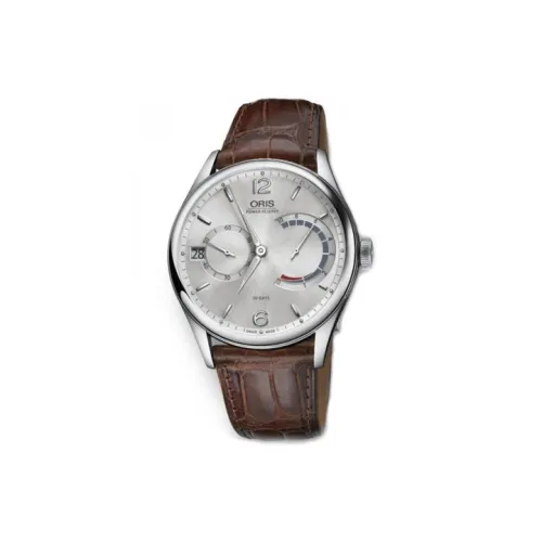 Oris Автоматический Механический Часы Мужские 43 мм Серебристый Циферблат Корпус из Нержавеющей Стали Кожаный Ремешок