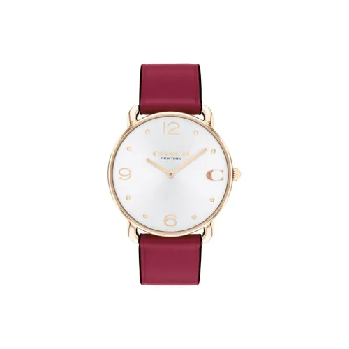 COACH Наручные часы Кварцевый механизм Кожаный ремешок 36 мм Белый циферблат Унисекс