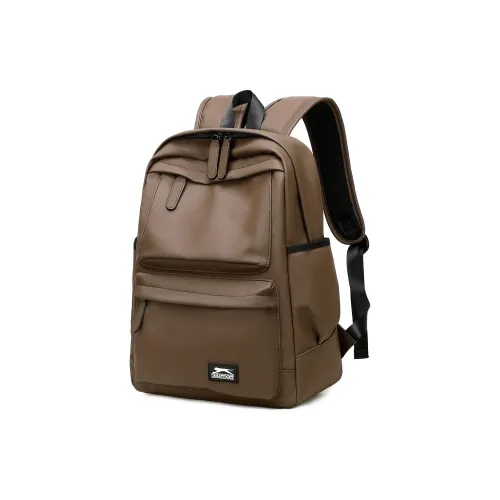 Slazenger ПУ (полиуретан) Путешественный Рюкзак Унисекс Обсидиановый Черный Стиль Майярд Коричневый