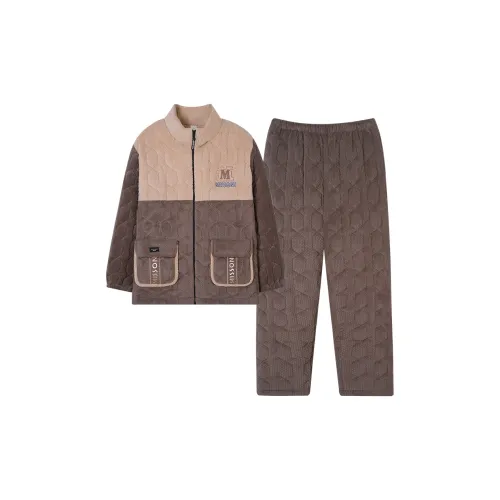 Sha Qian Пижамный комплект Зимний Мужской Хаки Коричневый
