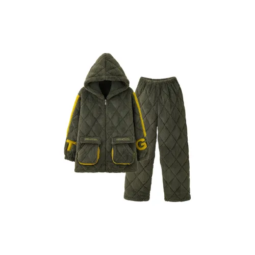 Qin Jing Темно-зеленый Мужской Пижамный комплект