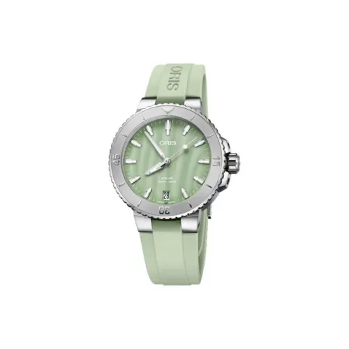 Oris Diving Collection Автоматический Механический Механизм Женские Часы 36,5 мм Зеленый Циферблат Корпус из Нержавеющей Стали Резиновый Ремешок