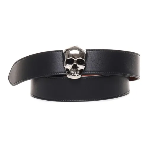 Alexander McQueen Черепа Украшение Телячья кожа Кожаные ремни Мужской Черный Ширина 4CM