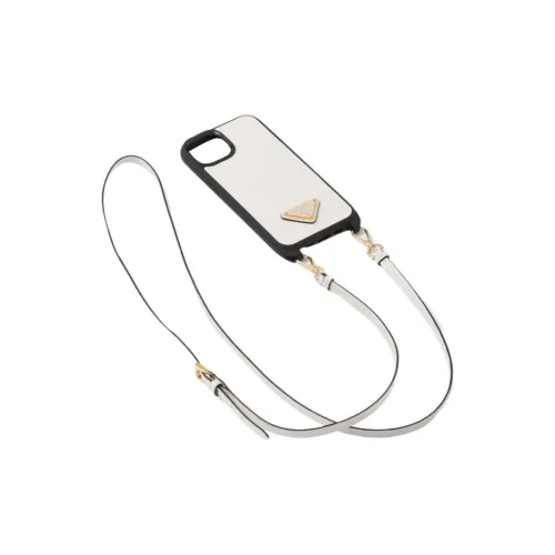 PRADA Saffiano кожа чехол для iPhone 14 Pro защитный сумка аксессуар женский белый