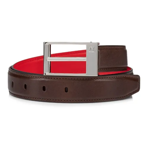 CL LUBOTING Двойная сторона с эмблемой застежка-булавка кожаные ремни мужской коричневый ширина 3,5 см