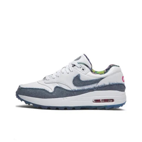 Nike Air Max 1 Беговые кроссовки Мужские Белый Синий