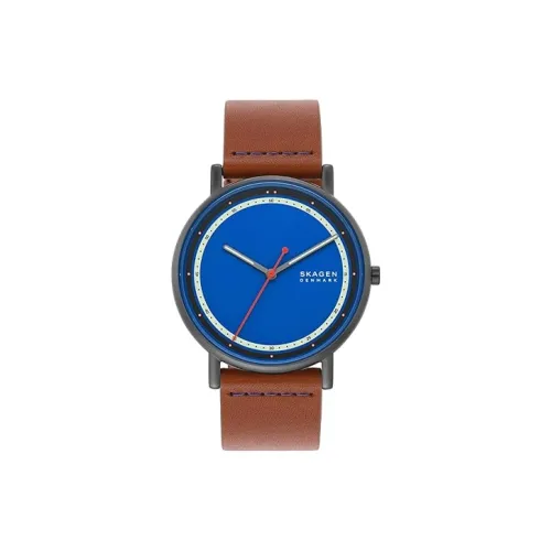 SKAGEN Наручные часы Кварцевый механизм Кожаный ремешок 40 мм Синий циферблат Мужские часы