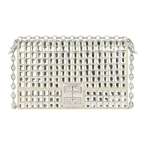 Givenchy 4G Ткань с коровьей кожей сумка с стразами сумка через плечо маленькая женский серебряный