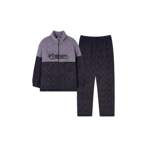 Sha Qian Пижамный комплект зимний мужской серый синий