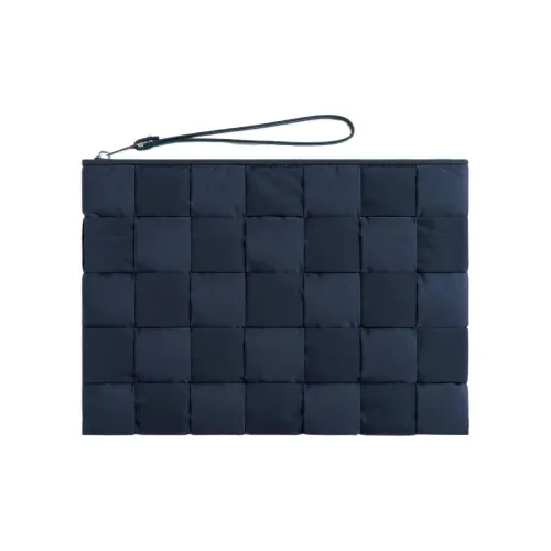 Bottega Veneta Cassette Телячья кожа Клатч Большой Мужской Черный Темно-синий