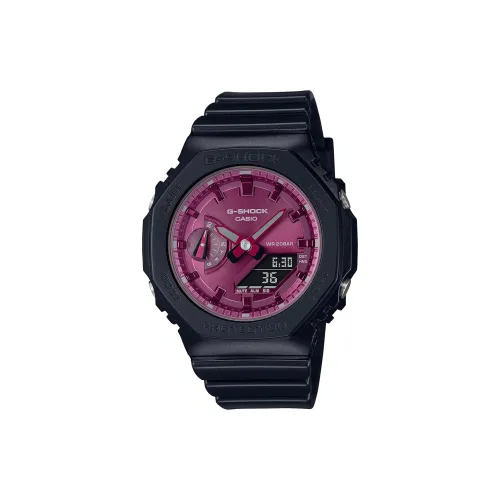 CASIO Кварцевый механизм Смольный ремешок Часы 46,2*42,9*11,2 мм Женские часы Красный циферблат