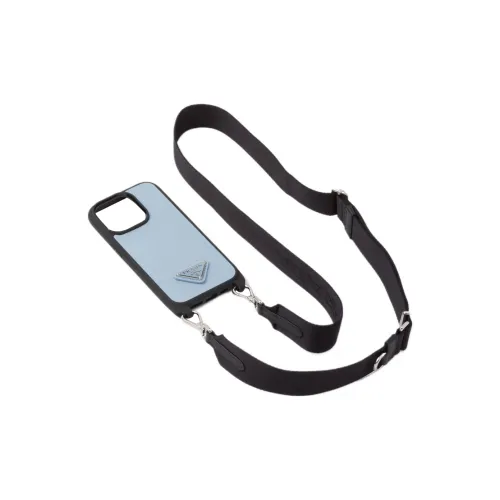 PRADA Saffiano Кожа IPhone 14 Pro Защитный Чехол Сумка Аксессуар Женский Светло-Синий