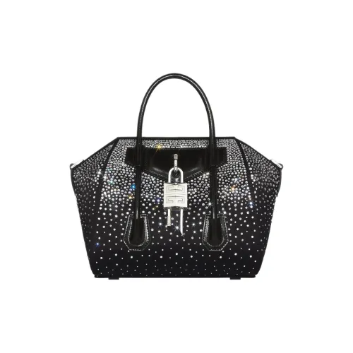 GIVENCHY Antigona Lock Rhinestone Satin Crossbody Bag Mini Shoulder Bag Women's Black