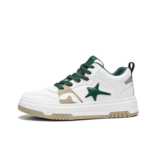 NAKAJ Устойчивые к истиранию Высокие кроссовки для скейтбординга с увеличенной высотой Унисекс Белый Зеленый