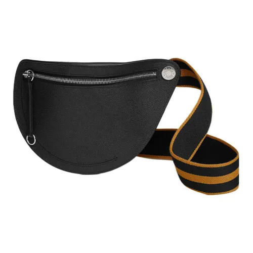 HERMES Petite Course Epsom Телячья кожа Сумка через плечо Женская Черный и Карамель