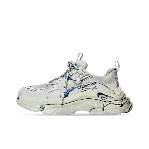 Balenciaga Triple S Low Топ Толстоподошвенные кроссовки Мужской Белый Эффект состаривания
