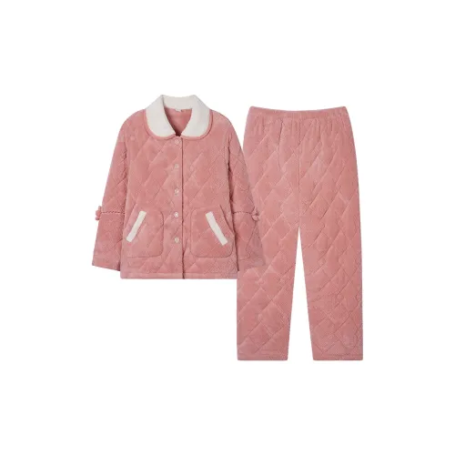 Sha Qian Пижамный комплект зимний женский камео коричневый