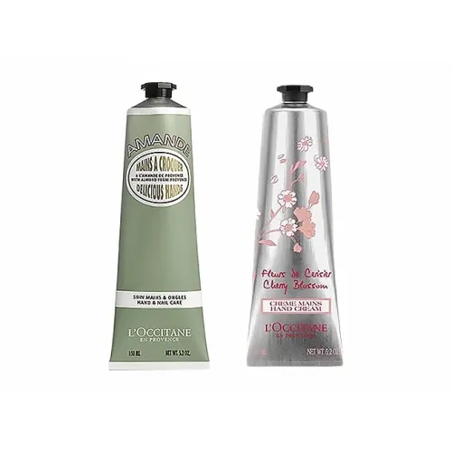 L'OCCITANE Вишневый цветок Крем для рук с сладким миндалем Увлажняющий Восстанавливающий и Гидратирующий 150 мл + 150 мл