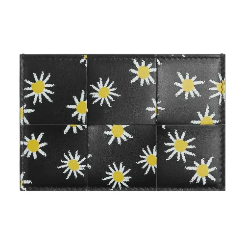 Bottega Veneta Cassette Коровья кожа Держатель для карт Женские Черный Белый и Желтый