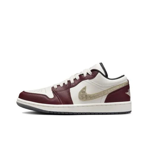Jordan Air Jordan 1 Винтажные баскетбольные кроссовки Low Топ Белый Красный Желтый Женские