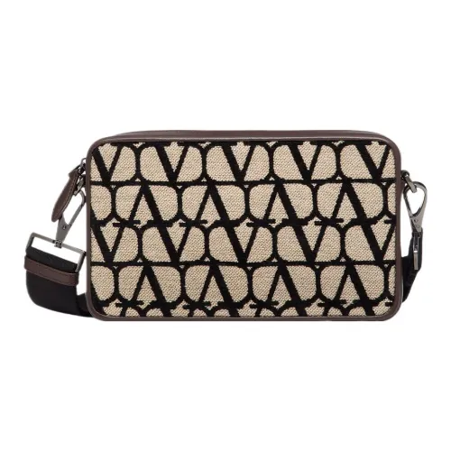 Valentino Сумка через плечо из козьей кожи мужская черная и бежевая